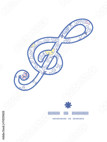 Vector ornamental abstract swirls gclef musical silhouette