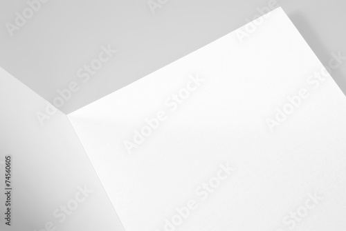 Blank open card or folded sheet of paper
