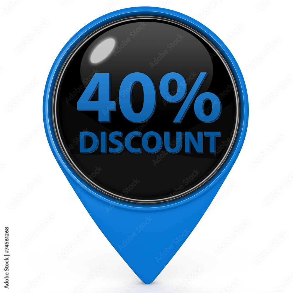 Discount forty percent pointer icon on white background Discount forty percent pointer icon on white background