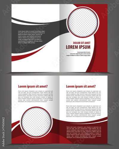Vector empty brochure template design with red elements