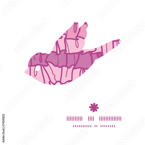 Vector pink ruffle fabric stripes bird silhouette pattern frame