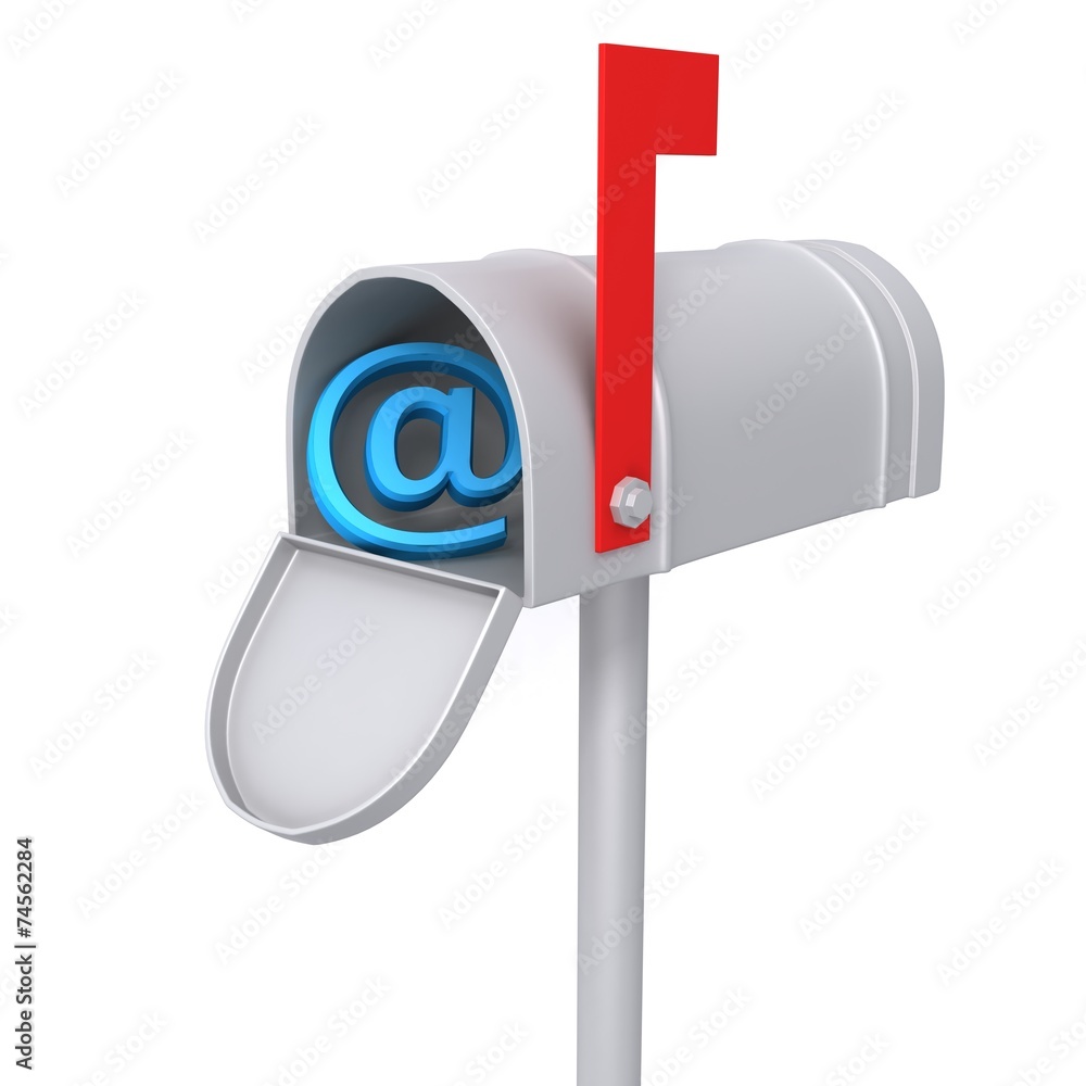 Silver mailbox with e-mail sign Silver mailbox with e-mail sign