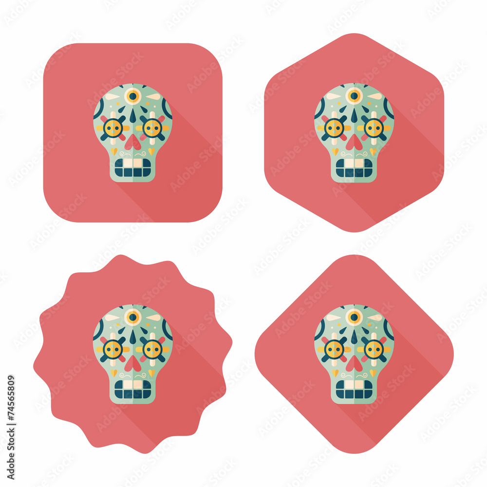 decoration skull flat icon with long shadow,eps10 decoration skull flat icon with long shadow,eps10