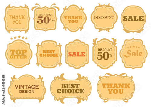 Vintage Labels and signs with Retail Sales Messages