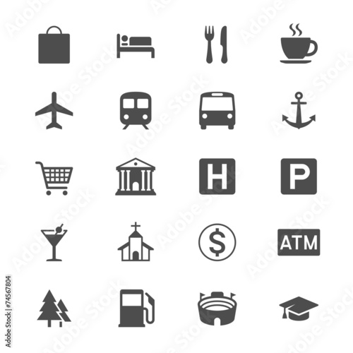 Map and location flat icons
