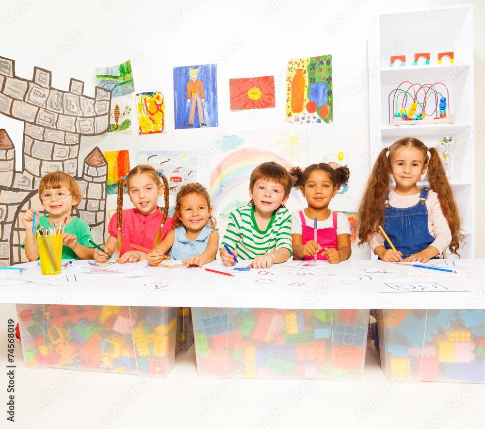 Smart little kids learning letters and reading Smart little kids learning letters and reading