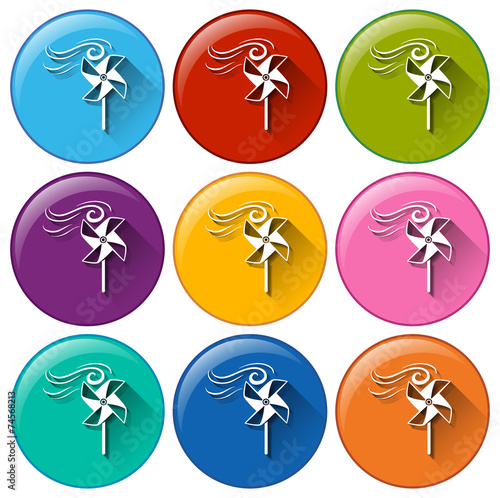Circle buttons with a windy weather