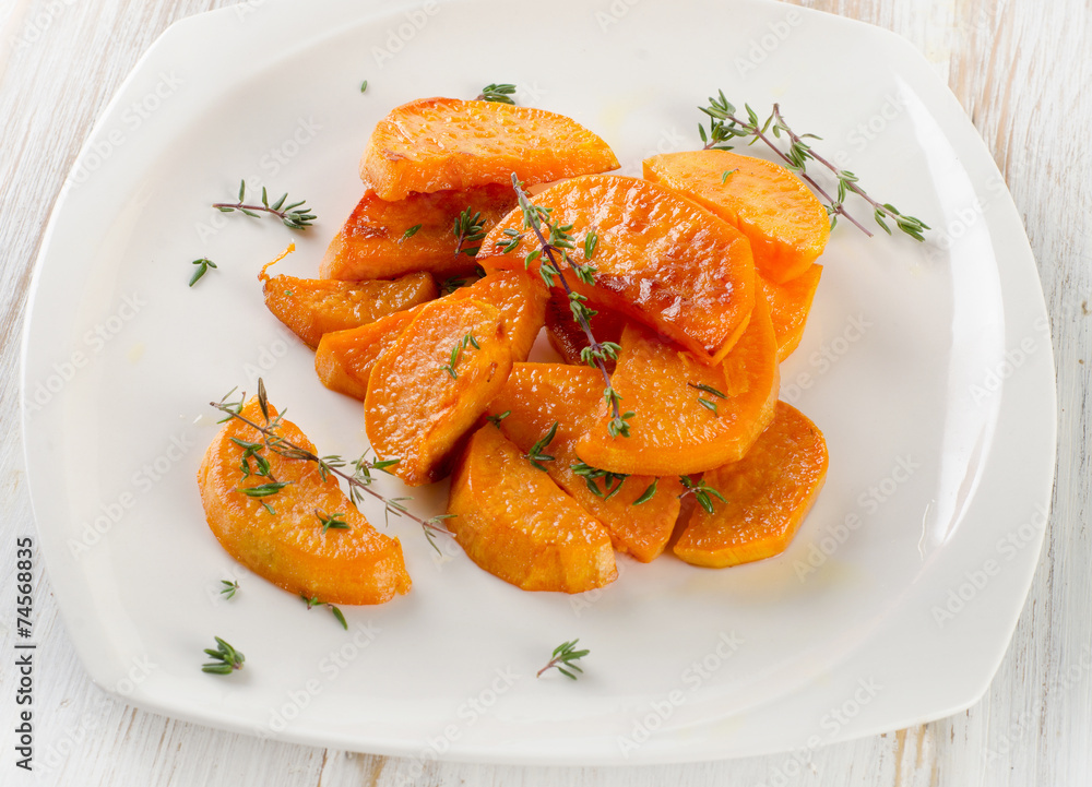 Baked sweet potato wedges with herbs Baked sweet potato wedges with herbs