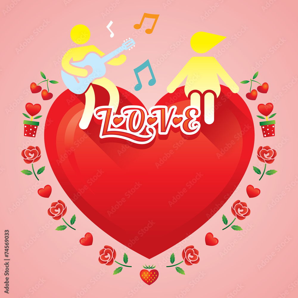 Human Symbol Love Story Concept : Music, Guitar and Lover Human Symbol Love Story Concept : Music, Guitar and Lover