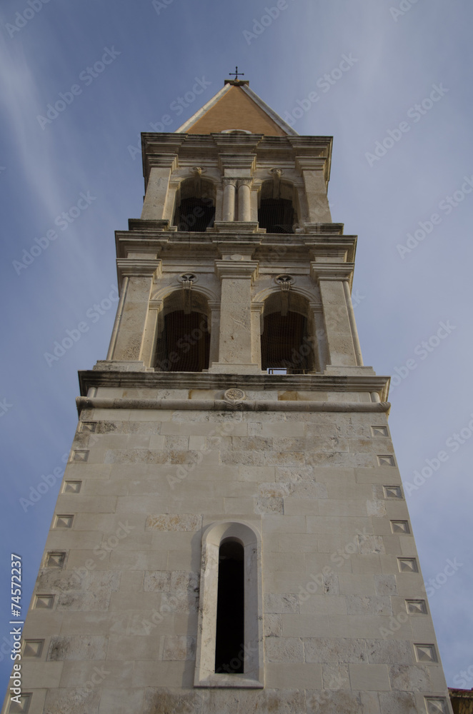 beautiful church tower in stari grad, hvar