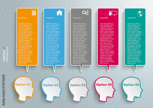 5 Heads Colored Speech Bubble Banners