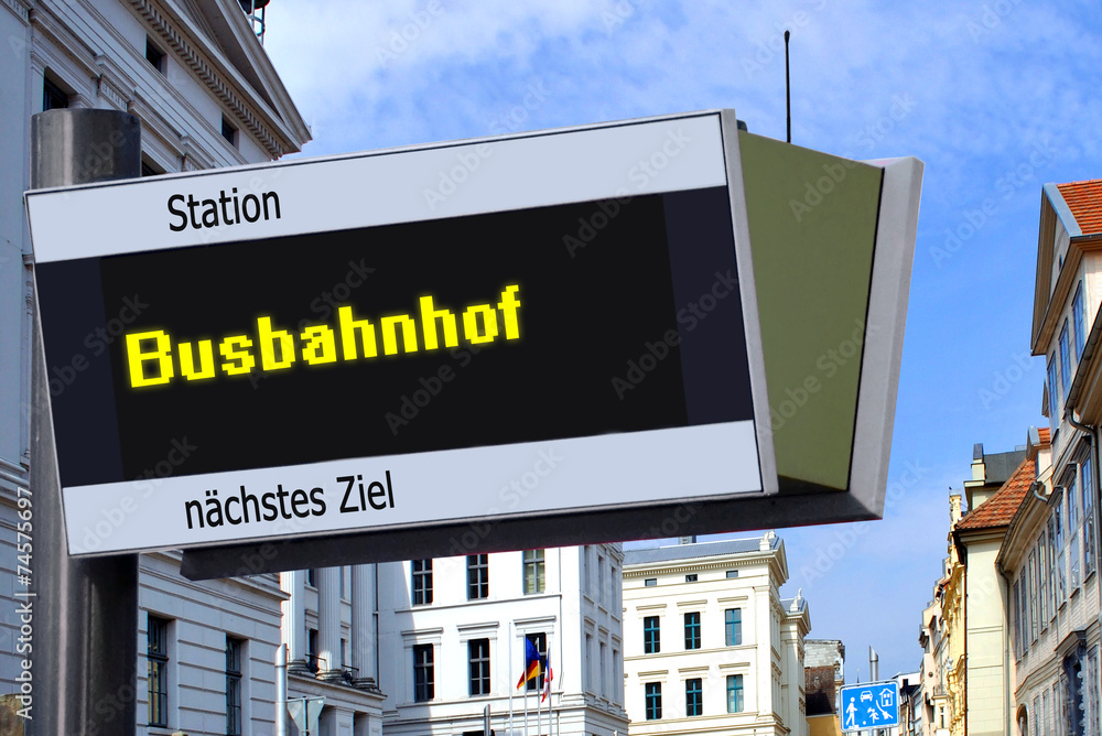 Fototapeta premium Strassenschild 27 - Busbahnhof