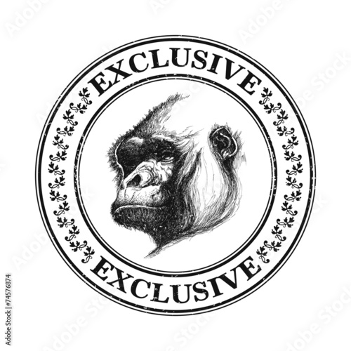 Ape head logo in black and white. photo