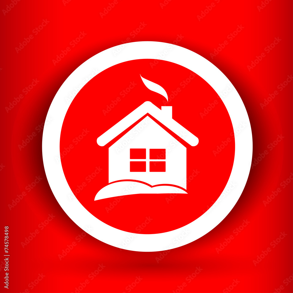 Nice Christmas house on the red background Nice Christmas house on the red background