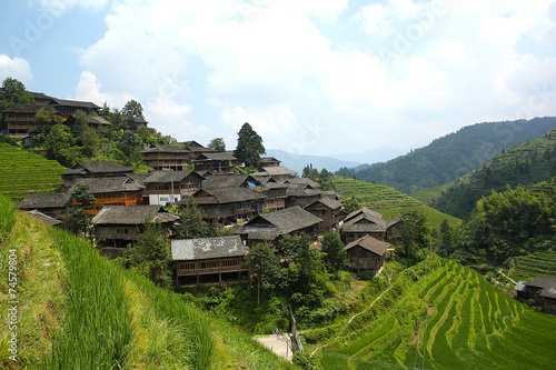 Canvas Print Longji rice fields, Dragon Hill. Ping'an, China