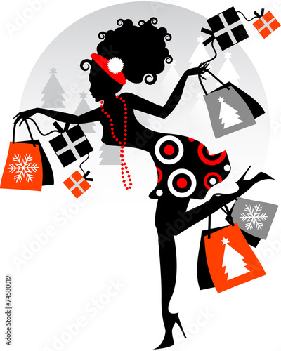 People run through shops and buy Christmas presents 