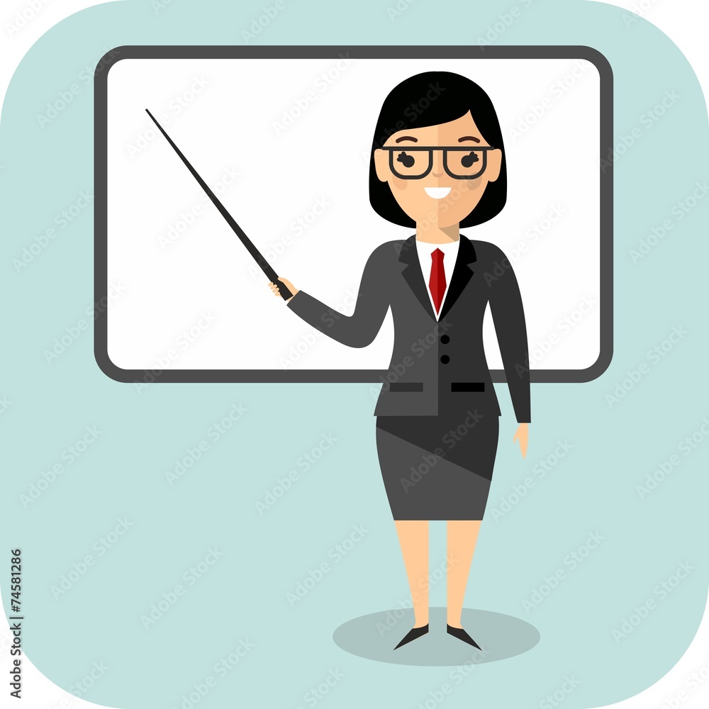 Learning concept with teacher near blackboard Learning concept with teacher near blackboard
