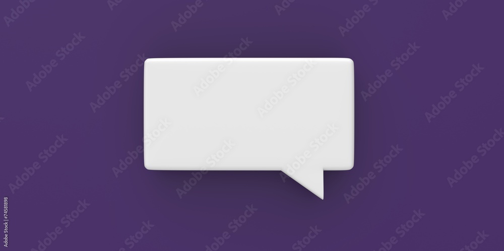 3D white Empty speech bubble on a background purple 3D white Empty speech bubble on a background purple