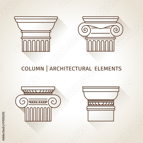 linear icons Columns. Flat with long shadows. elements of logo