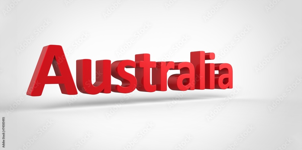 3D red Australia Word Text on white background 3D red Australia Word Text on white background