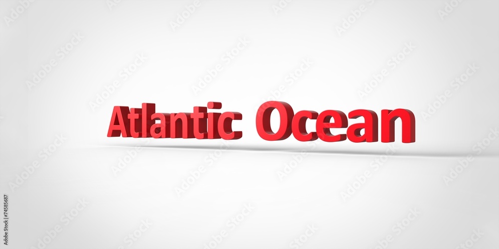 3D red Atlantic Ocean Word Text on white background 3D red Atlantic Ocean Word Text on white background