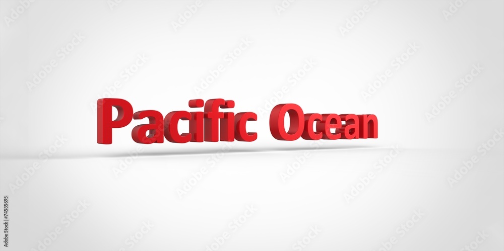 3D red Pacific Ocean Word Text on white background 3D red Pacific Ocean Word Text on white background