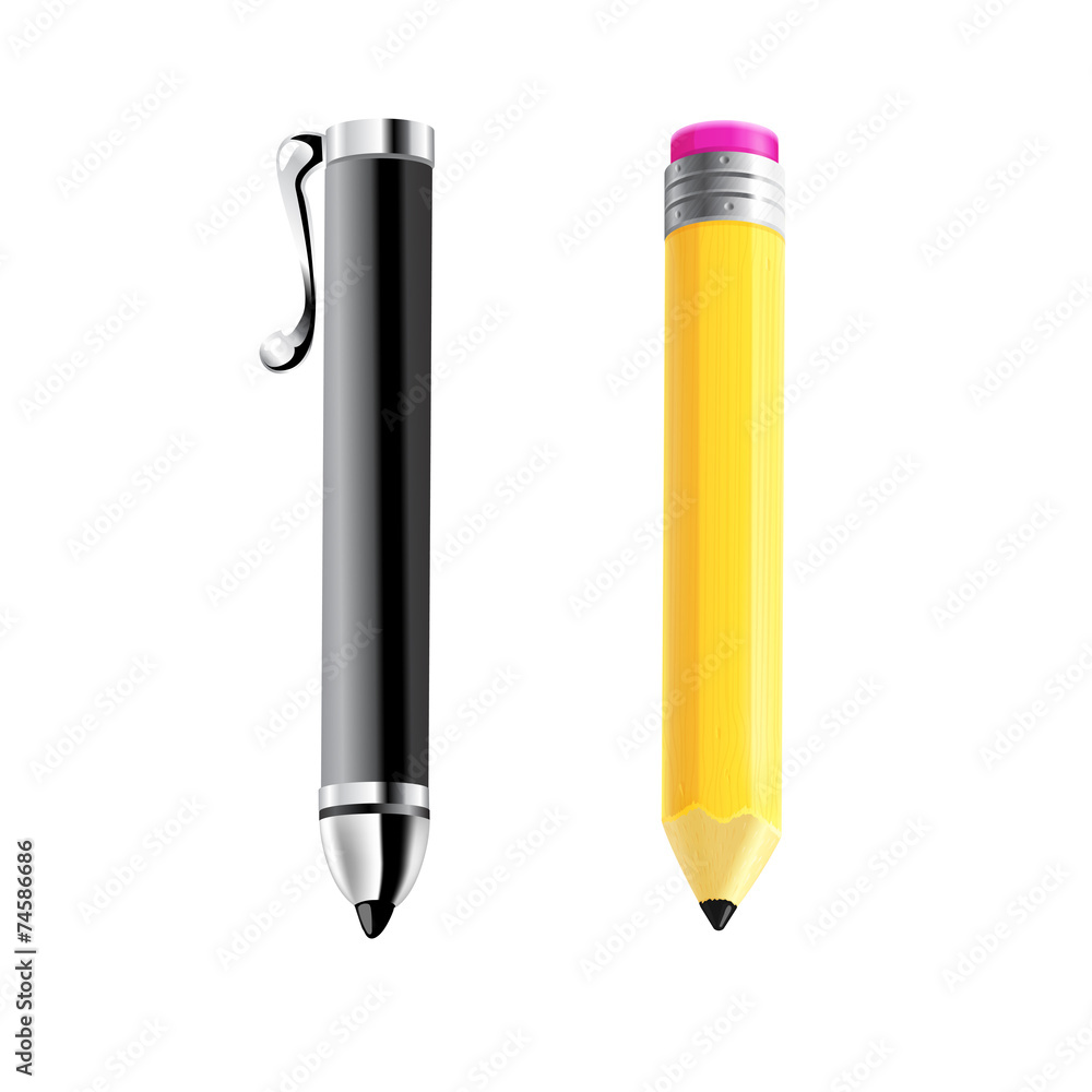Pen and pencil. Vector illustration. Pen and pencil. Vector illustration.
