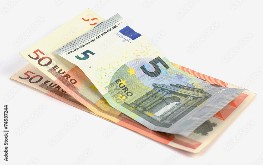 Euro banknotes isolated on white Euro banknotes isolated on white