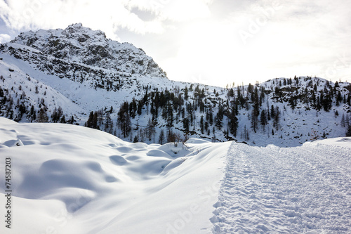 Panorama di montagna con pista da sci © MarcoMonticone