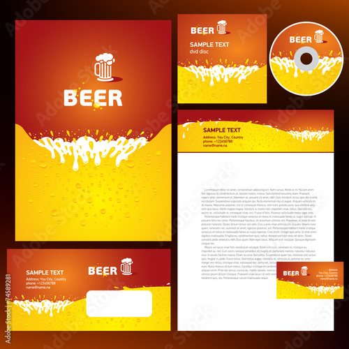 creative corporate identity beer splash liquid brown yellow