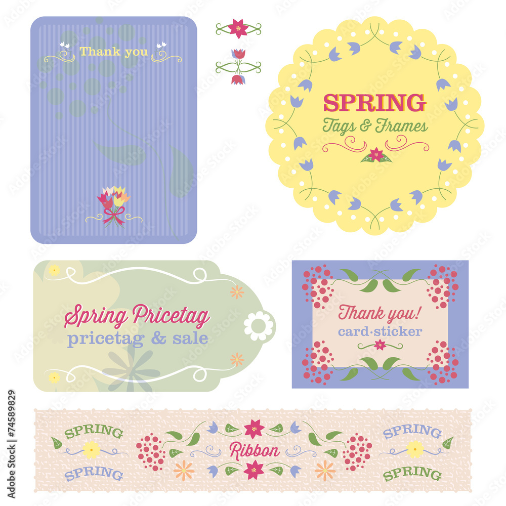 Spring Floral Tags, Sticker and Cards