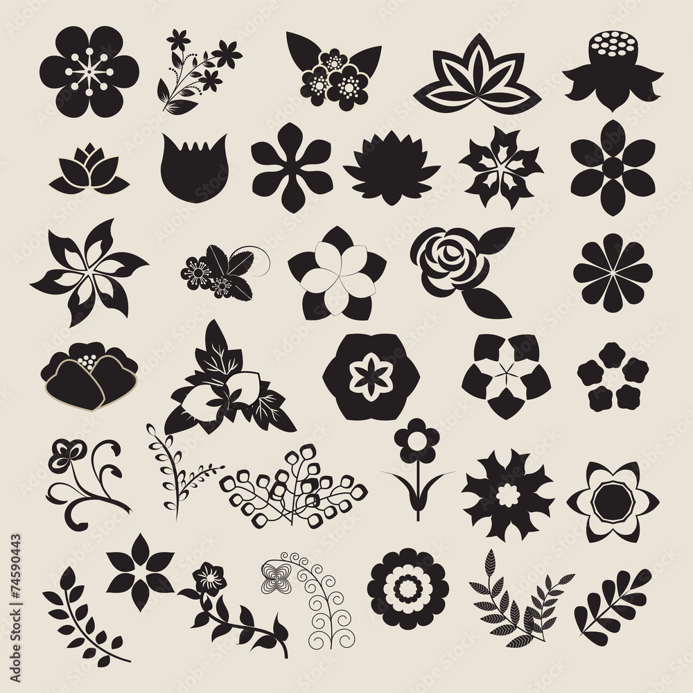 Floral Symbols icon set Vector Flower Set Floral Symbols icon set Vector Flower Set