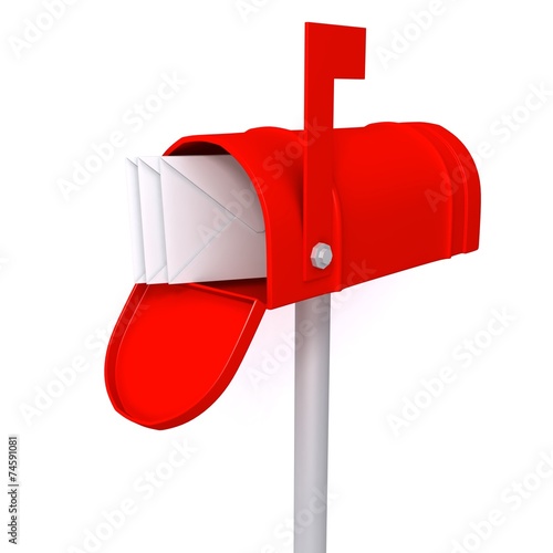 Red mailbox with envelopes