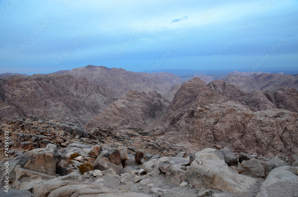 Mountains Sinai in the morning mist