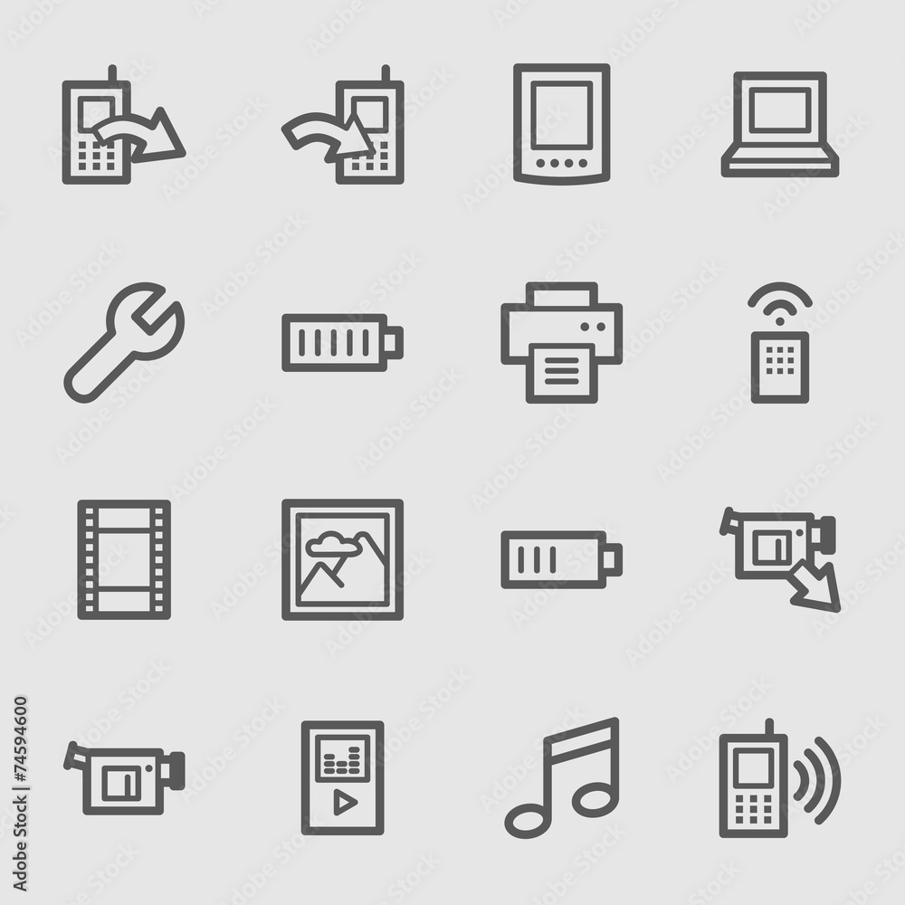 Mobile content web icons set Mobile content web icons set