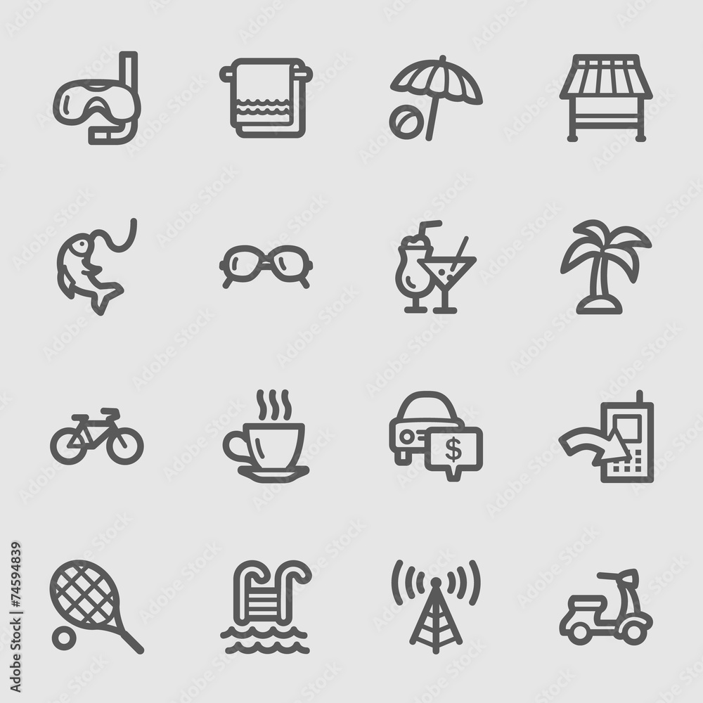 Vacation web icons set Vacation web icons set