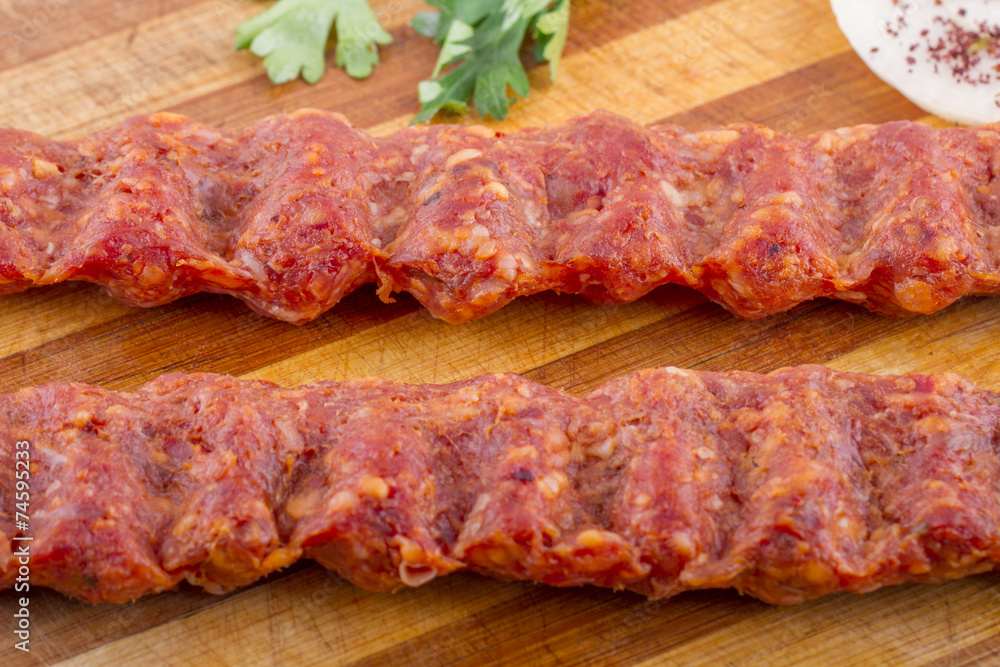Raw Turkish Traditional Sish Meat Kebab For Cook Raw Turkish Traditional Sish Meat Kebab For Cook