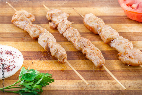 Grilled Chicken On Bamboo Skewers
