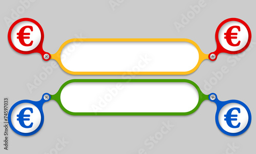 colored frames joined by a bolt and euro symbol