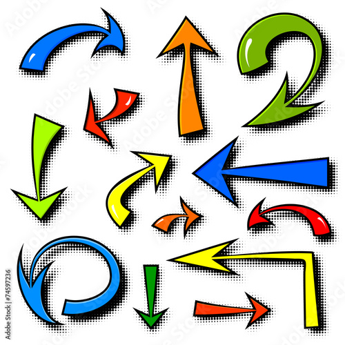 Vector set of hand drawn comics arrows