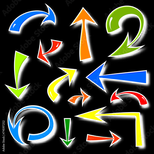 Vector set of hand drawn comics arrows