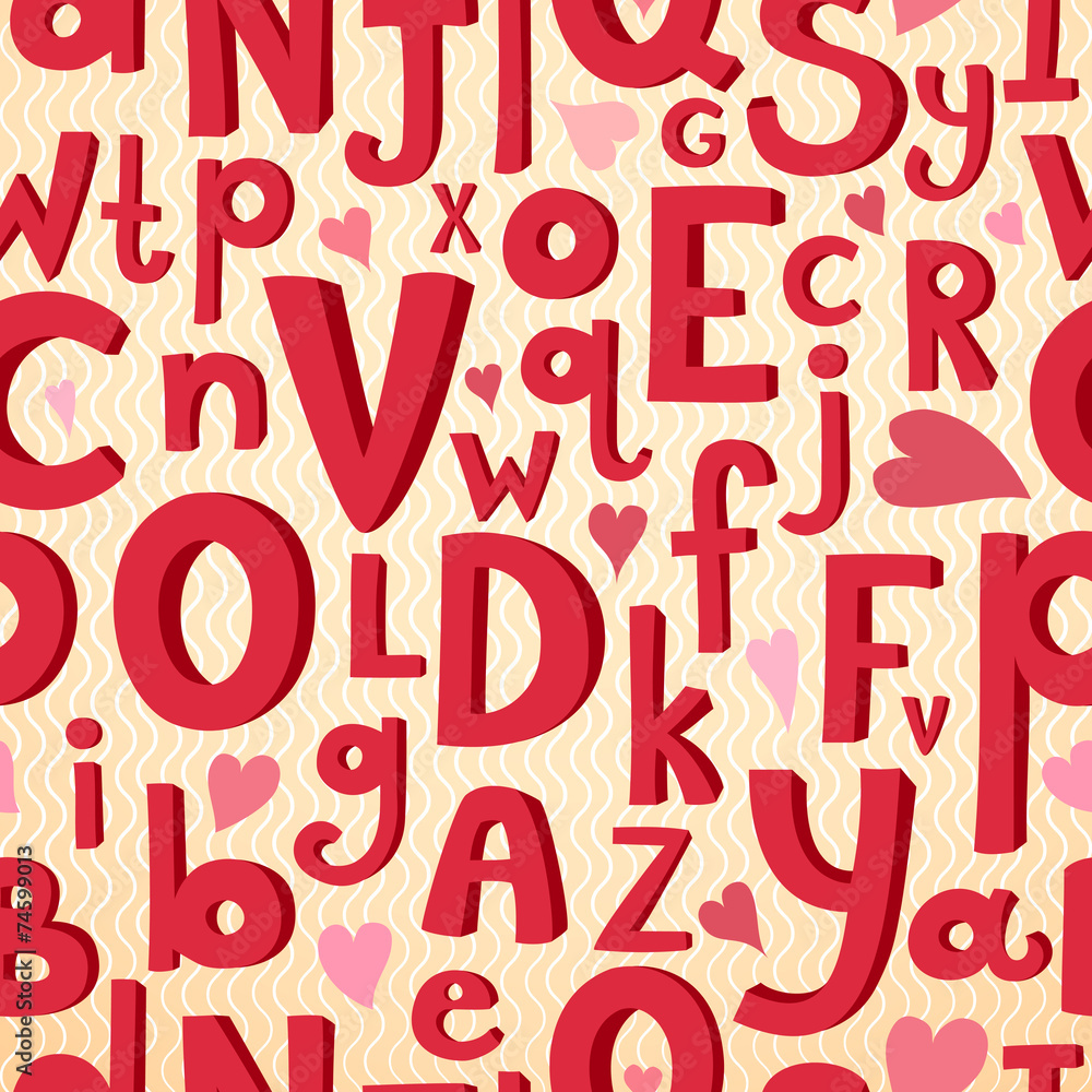 Vector seamless pattern with Latin letters of different sizes in Vector seamless pattern with Latin letters of different sizes in