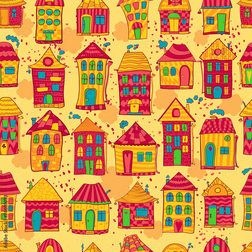 Seamless pattern colorful houses