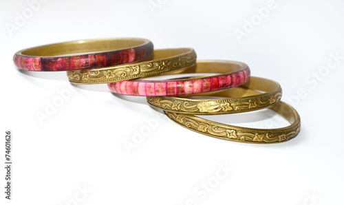 Vintage oriental bracelets isolated on white