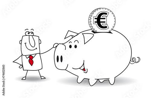Piggy bank and euro