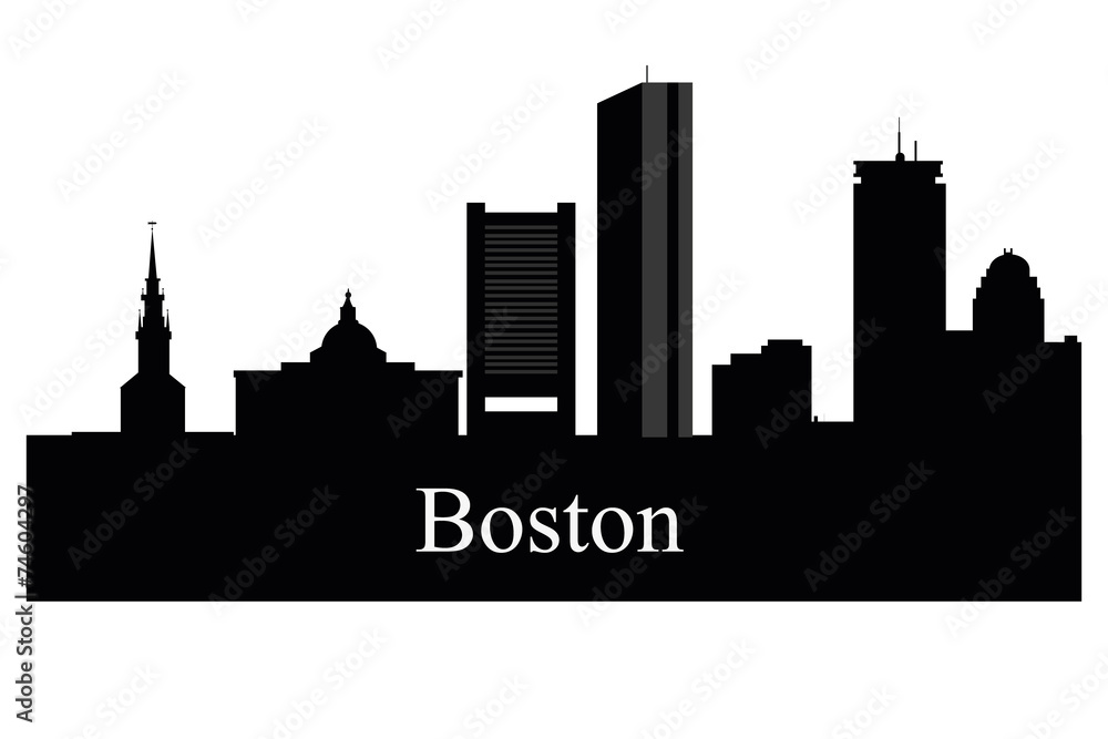 Boston city skyline silhouette background. Vector illustration