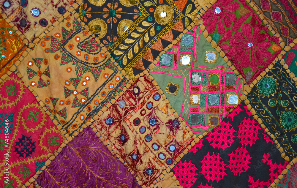 Patchwork bedspread in the eastern style, closeup image Patchwork bedspread in the eastern style, closeup image