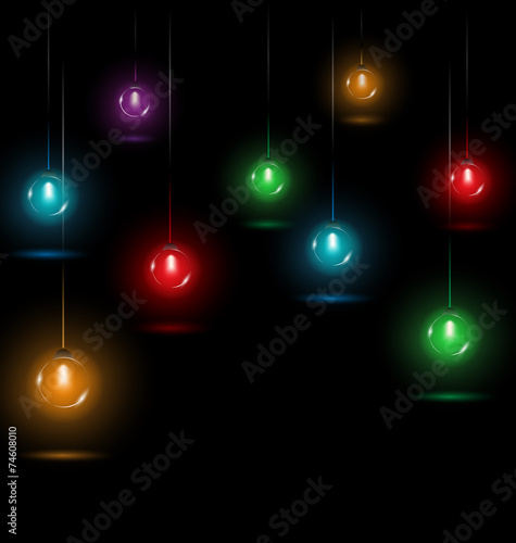 multicolored glassy circle led Christmas lights garlands hanging