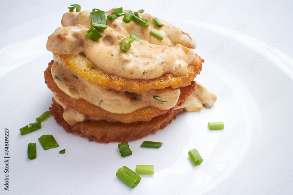 potato pancakes with sauce potato pancakes with sauce