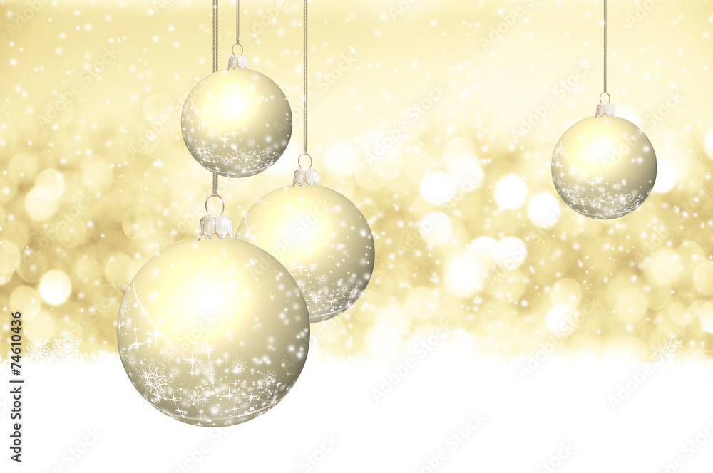 Glitzerndes Funkeln und Eiskristalle auf weihnachtlichem Gold